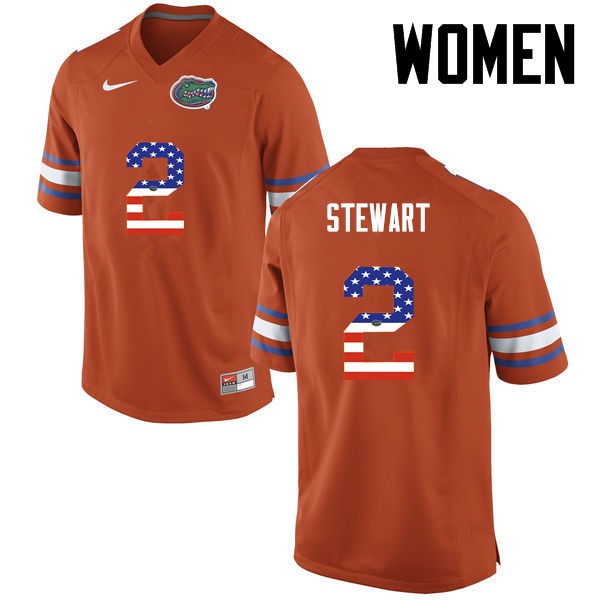 Florida Gators Women #2 Brad Stewart College Football USA Flag Fashion Orange